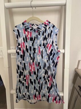 Girls Medium Puma Sleeveless Polo with collar in Light Blue, Navy & Pink